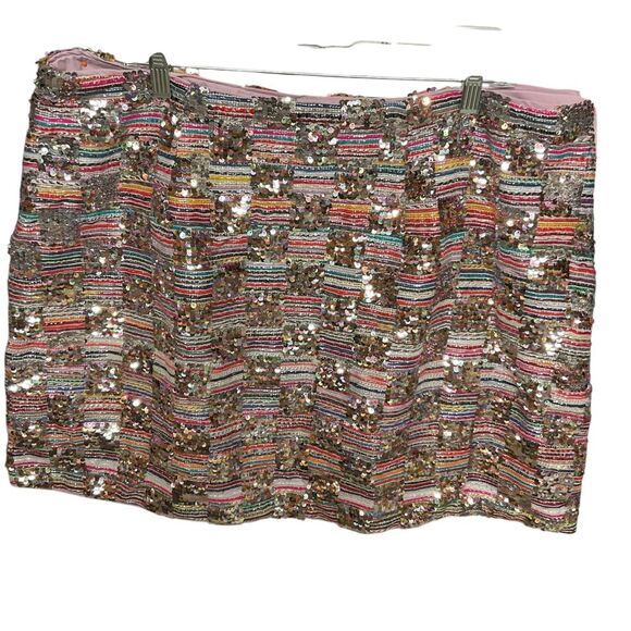 CIDER Women's Silver Sequin Multi Checkerboard Mini Skirt Plus Sz 2XL Party NWT - Picture 4 of 9